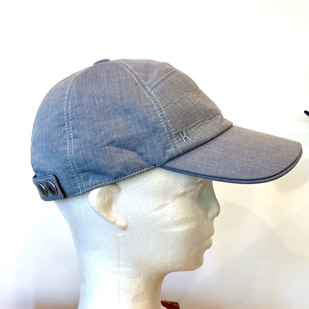 Hermes micro pinstripe cap, silver snaps, covered button,cotton, blue/white, 58 - Picture 5 of 15